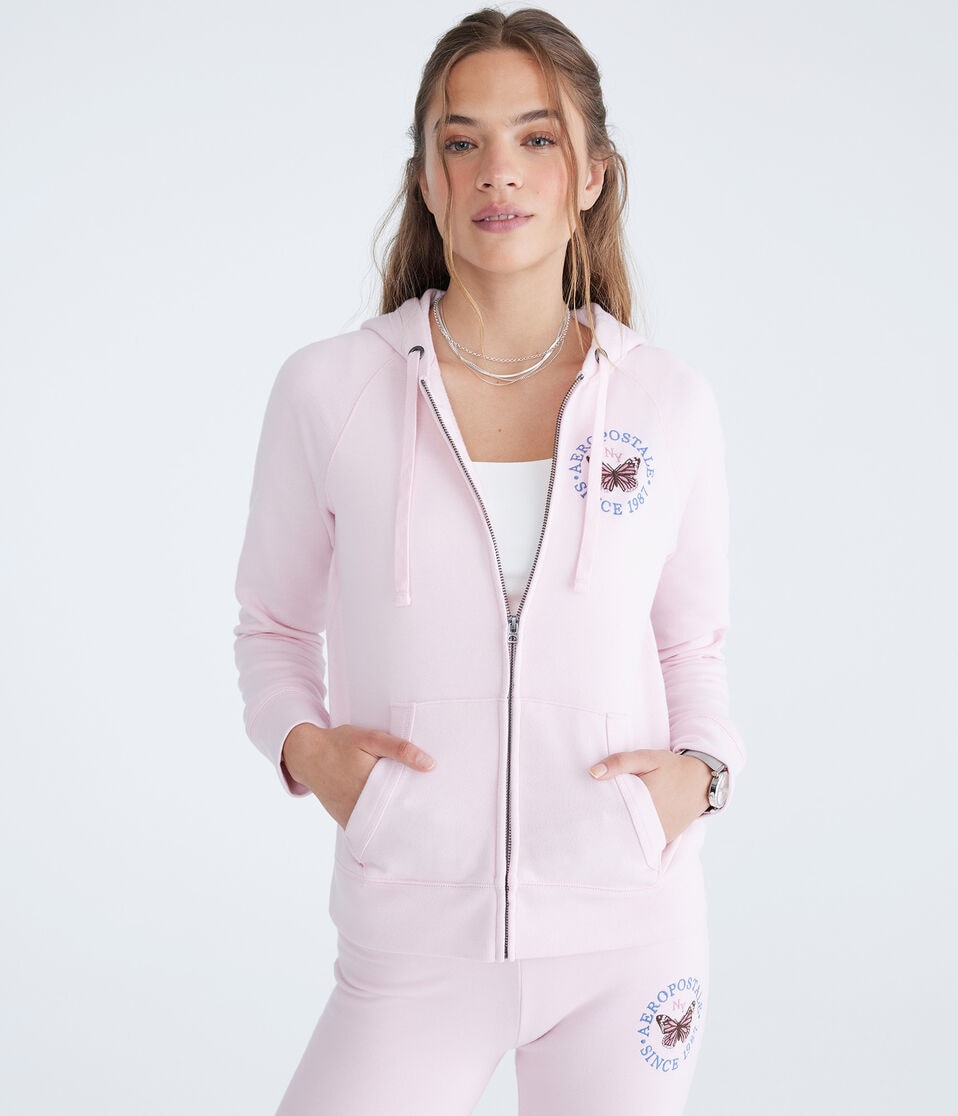 Aéropostale Aeropostale Butterfly Full-Zip Hoodie Peach Whip