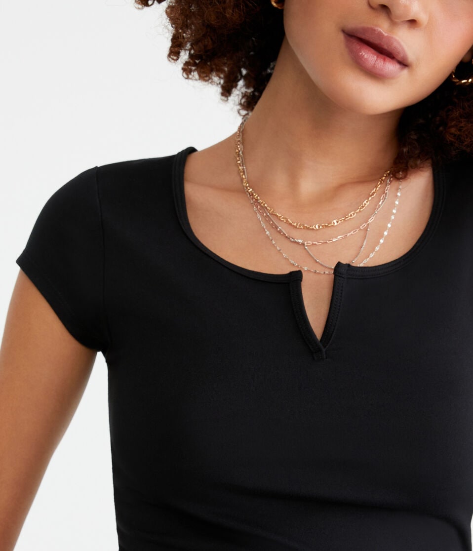 Aéropostale Buttery Soft Notch-Neck Tee Black Fox