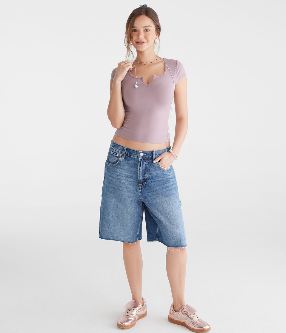 Aéropostale Buttery Soft Notch-Neck Tee Orchid Ice