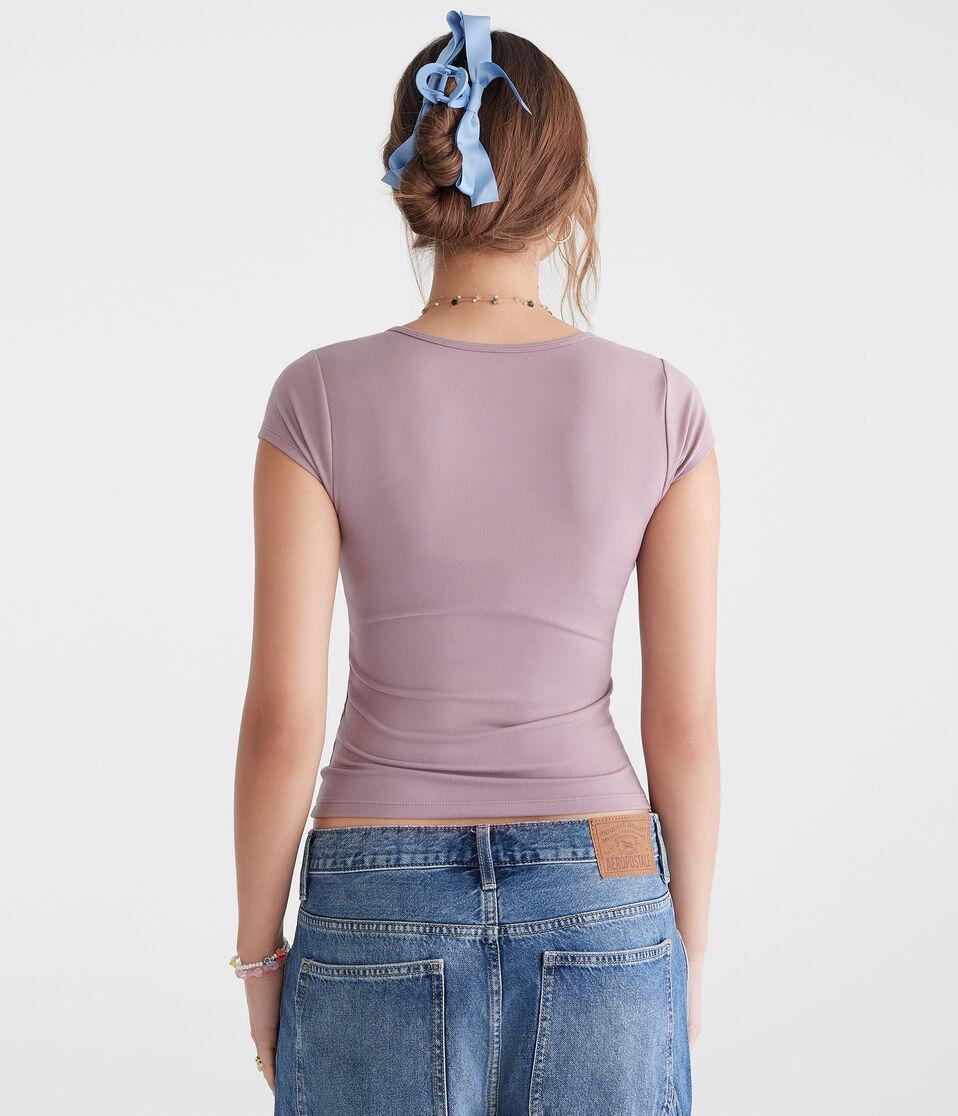 Aéropostale Buttery Soft Notch-Neck Tee Orchid Ice