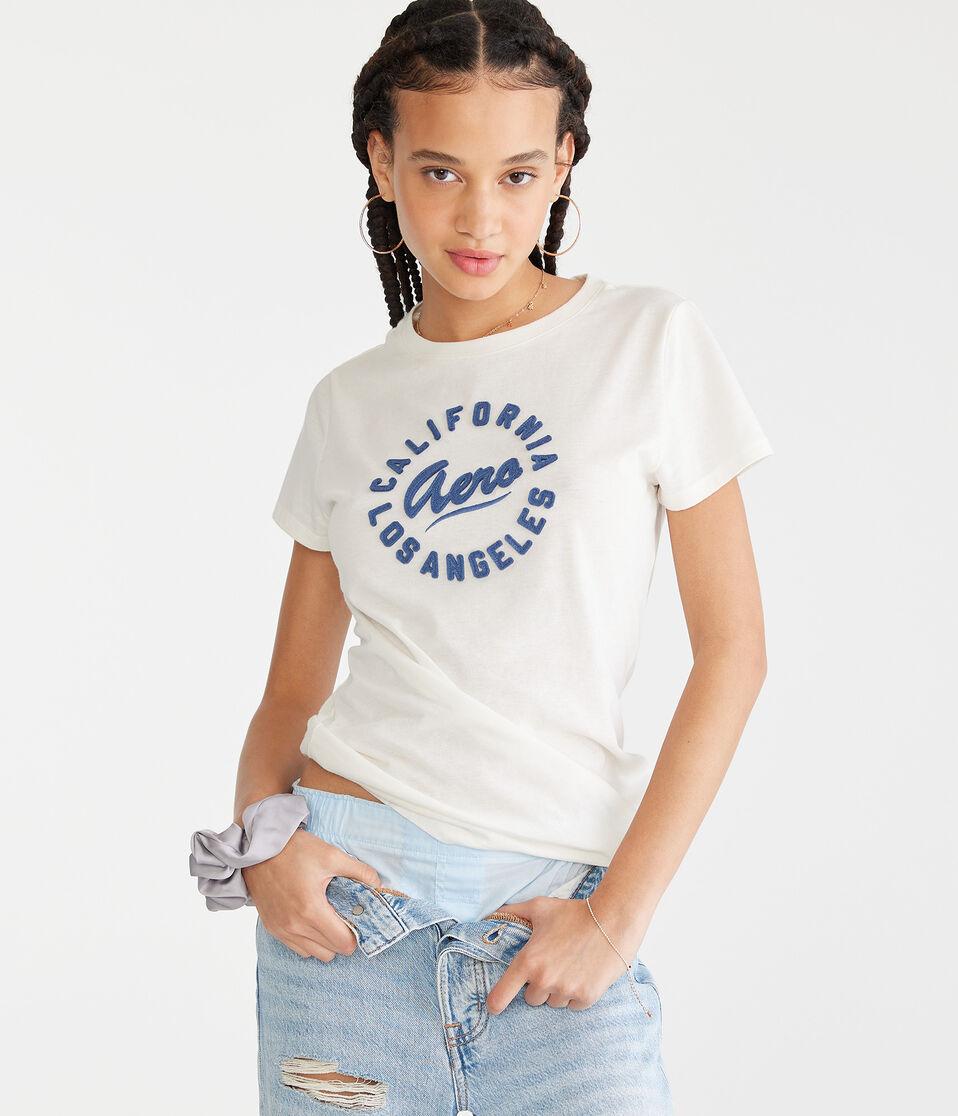 Aéropostale Aeropostale Cali Circle Appliqué Graphic Tee Cream