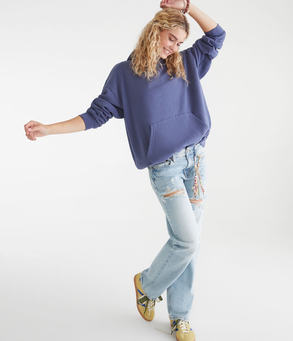 Aéropostale Cloud Soft Pullover Hoodie Blue Batik