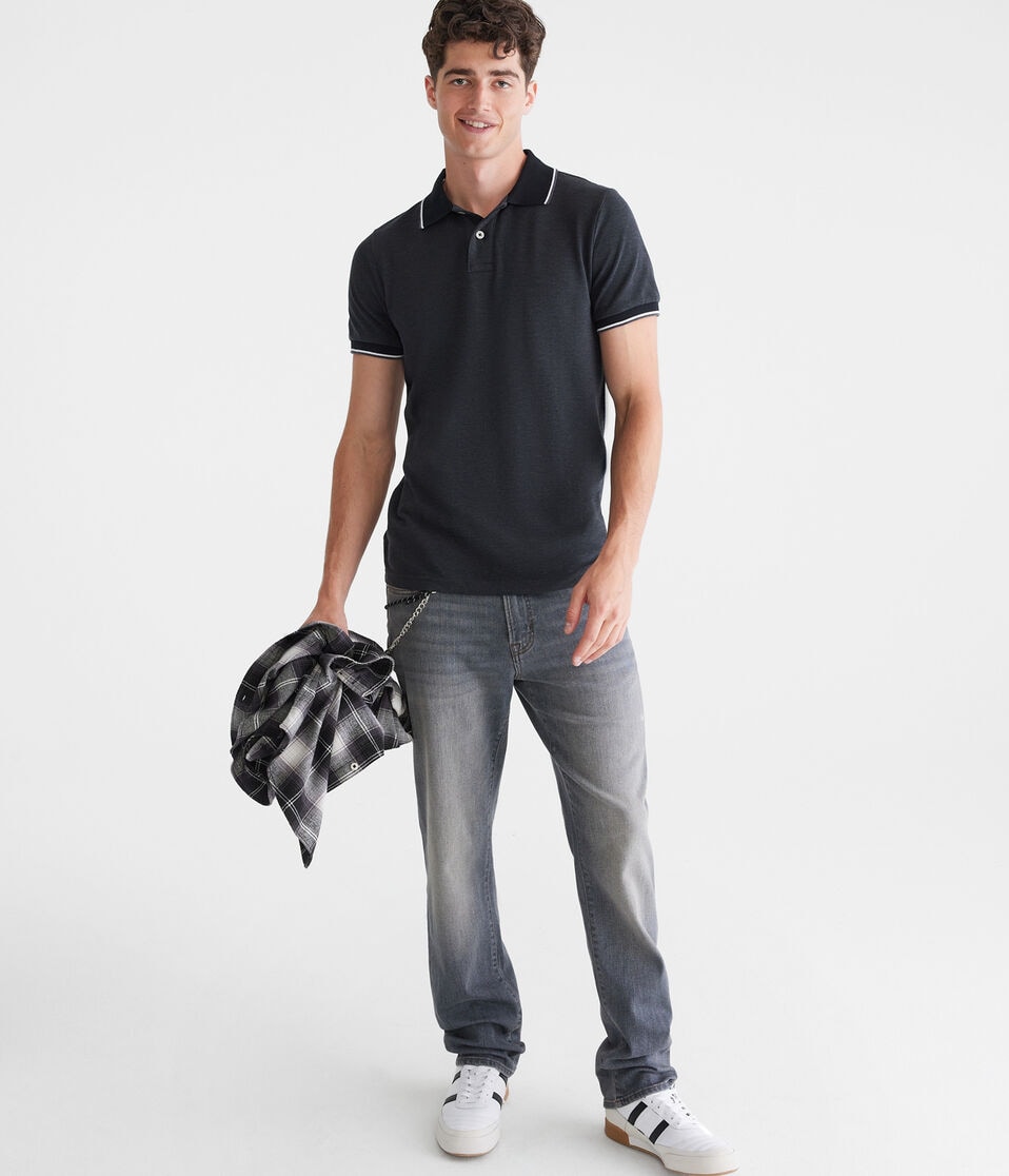 Aéropostale Contrast Tipped Piqué Polo Black Fox