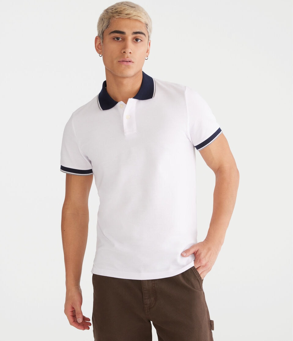 Aéropostale Contrast Tipped Piqué Polo Bleach