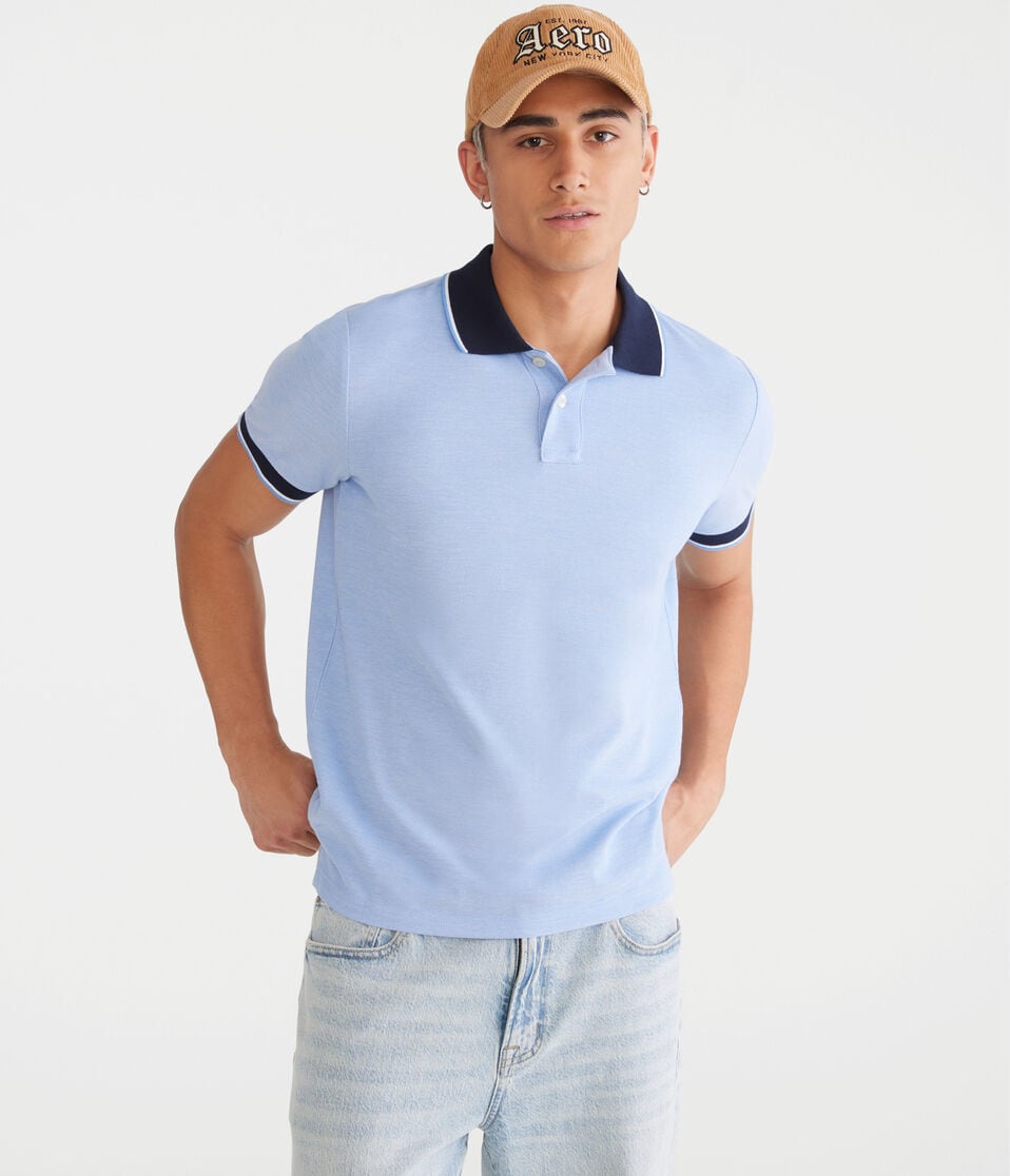 aéropostale Contrast Tipped Piqué Polo blue tint