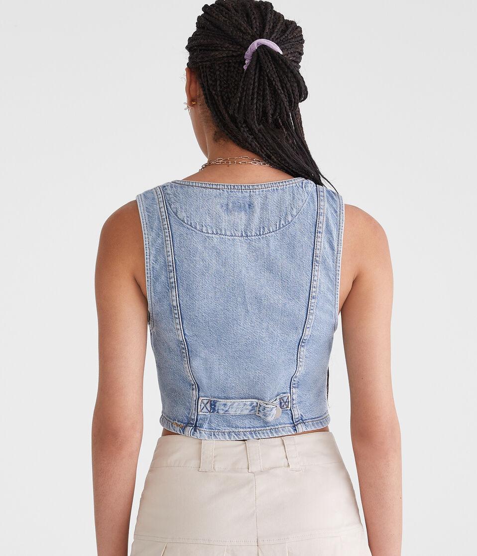 Aéropostale Cropped Denim Vest Light Wash