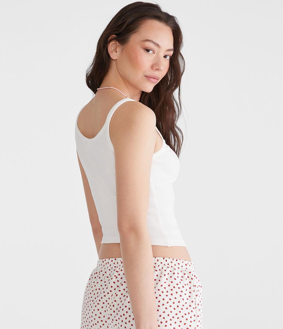 Aéropostale Cropped Graphic Sleep Tank Cream