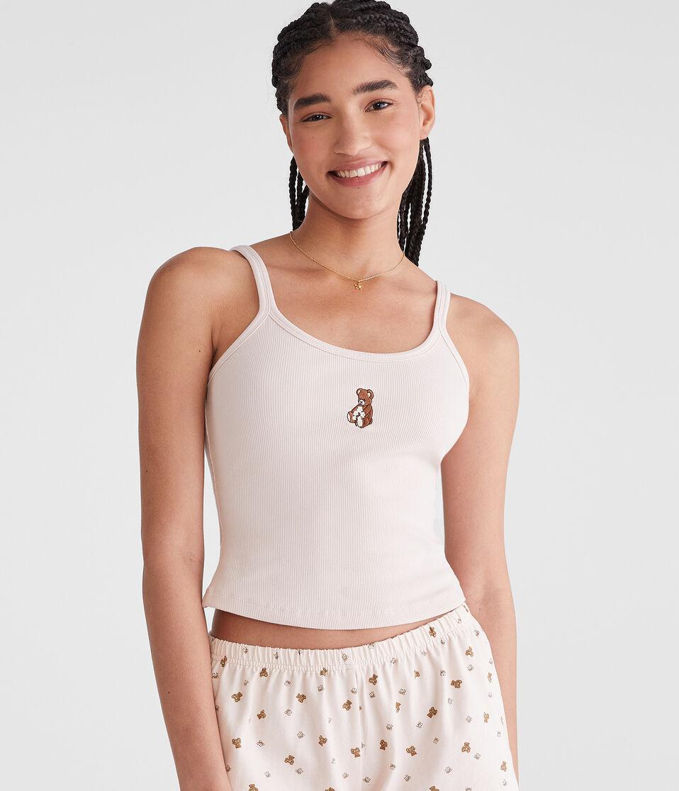 Aéropostale Cropped Graphic Sleep Tank Dainty Pink