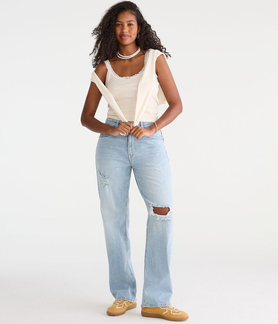 Aéropostale Curvy High-Rise Baggy Jean Light Wash
