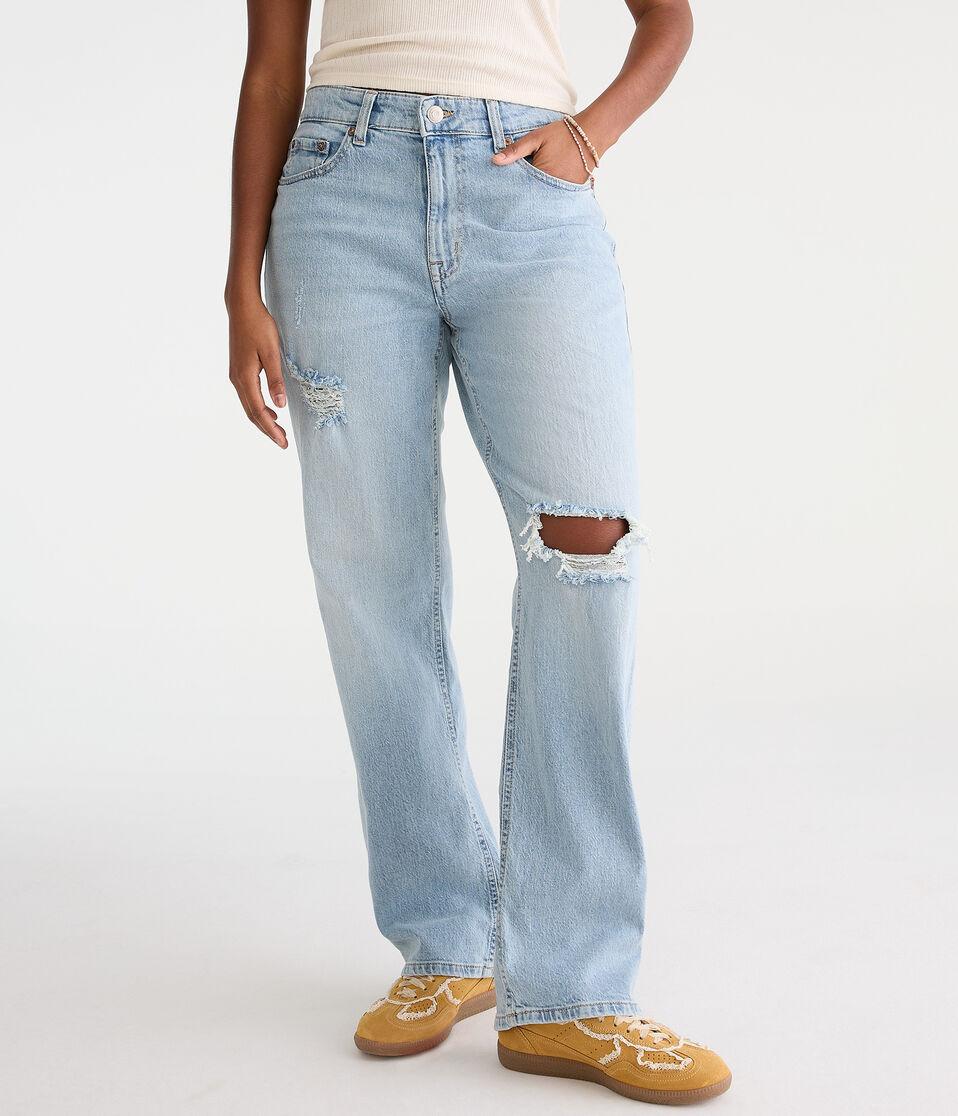 aéropostale Curvy High-Rise Baggy Jean light wash
