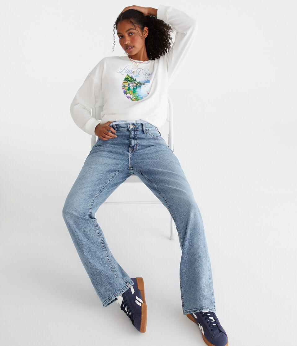 Aéropostale Curvy High-Rise Baggy Jean Medium Wash