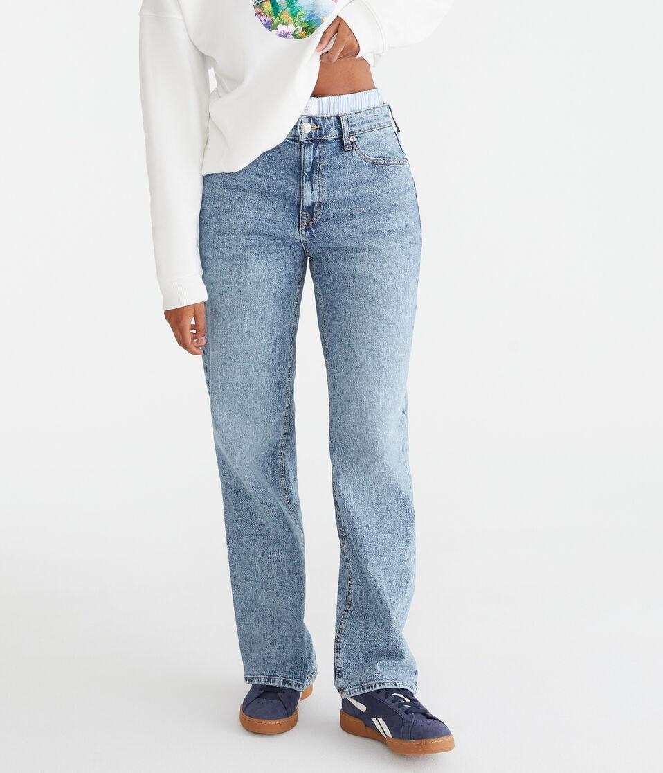 aéropostale Curvy High-Rise Baggy Jean medium wash