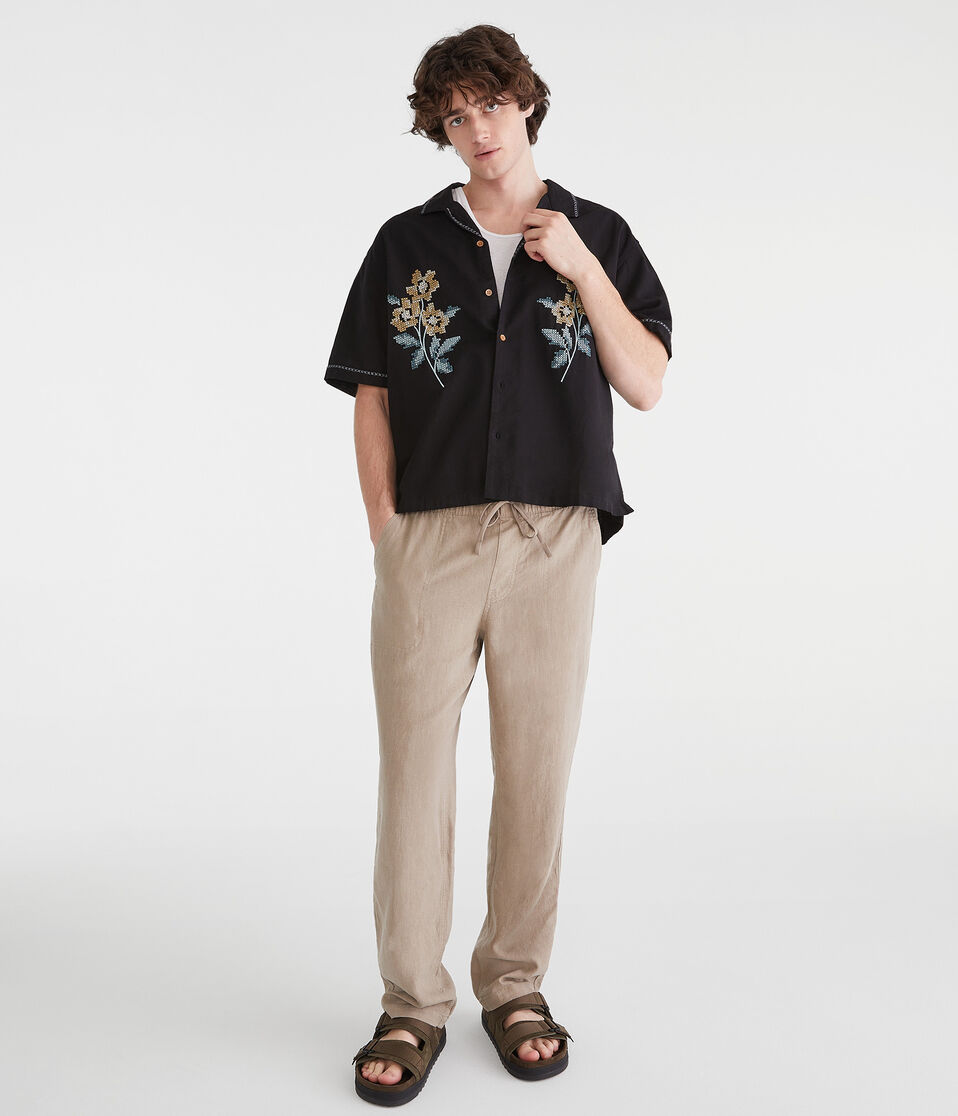 Aéropostale Drawstring Linen Pants Frosted Almond