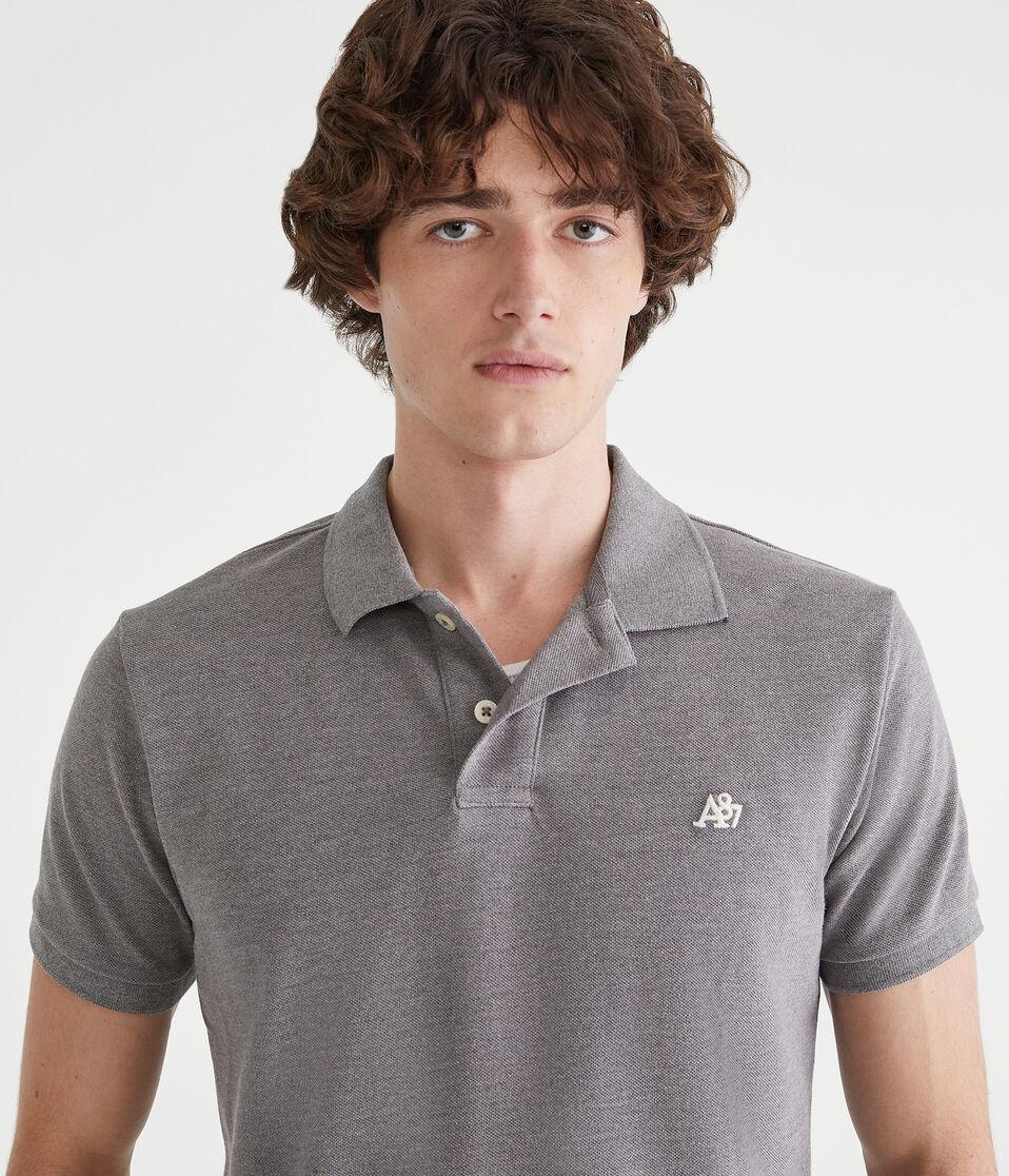 Aéropostale Eco A87 Logo Piqué Polo Med Hthr Grey