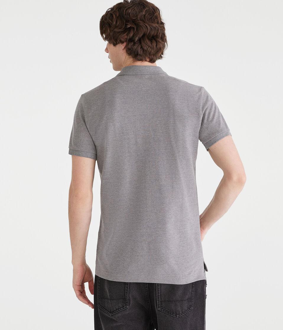 Aéropostale Eco A87 Logo Piqué Polo Med Hthr Grey
