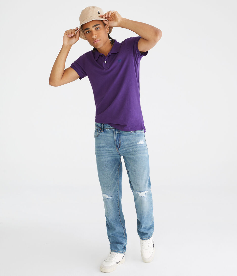 Aéropostale Eco A87 Logo Piqué Polo Red Plum