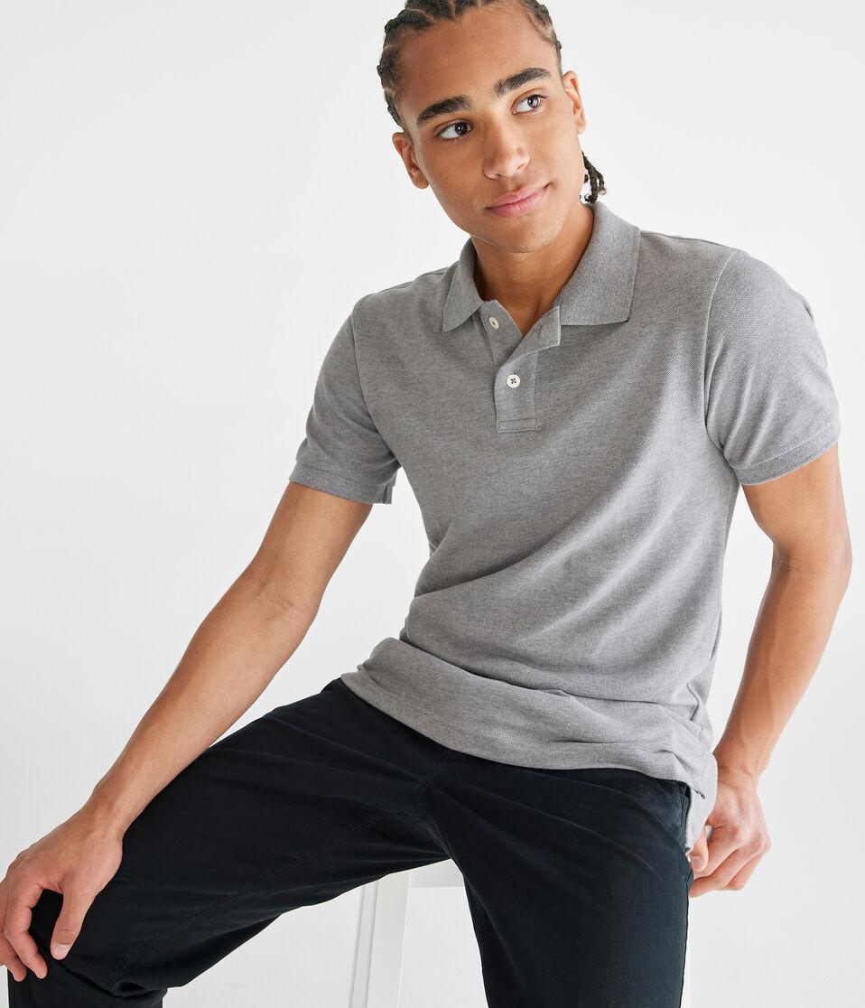Aéropostale Eco Uniform Piqué Polo Med Hthr Grey