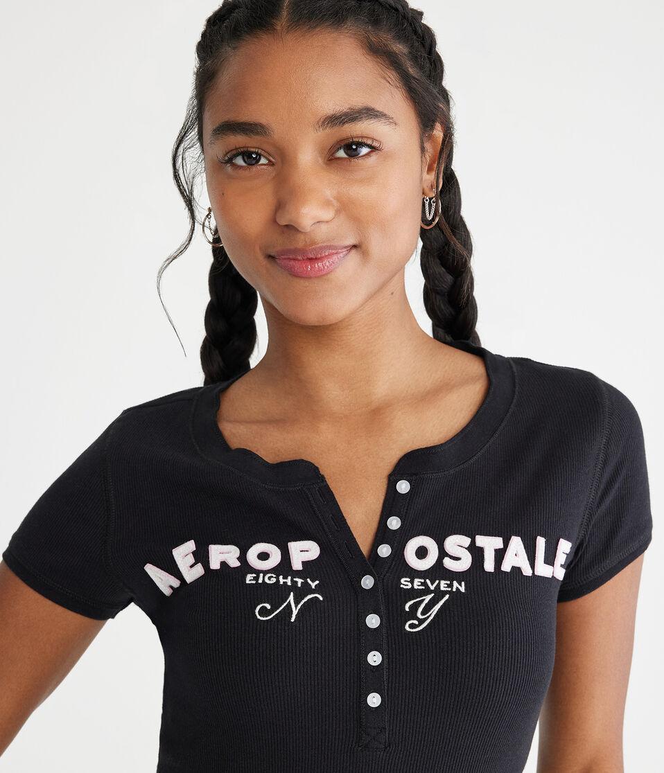 Aéropostale Aeropostale Eighty Seven Graphic Henley Black