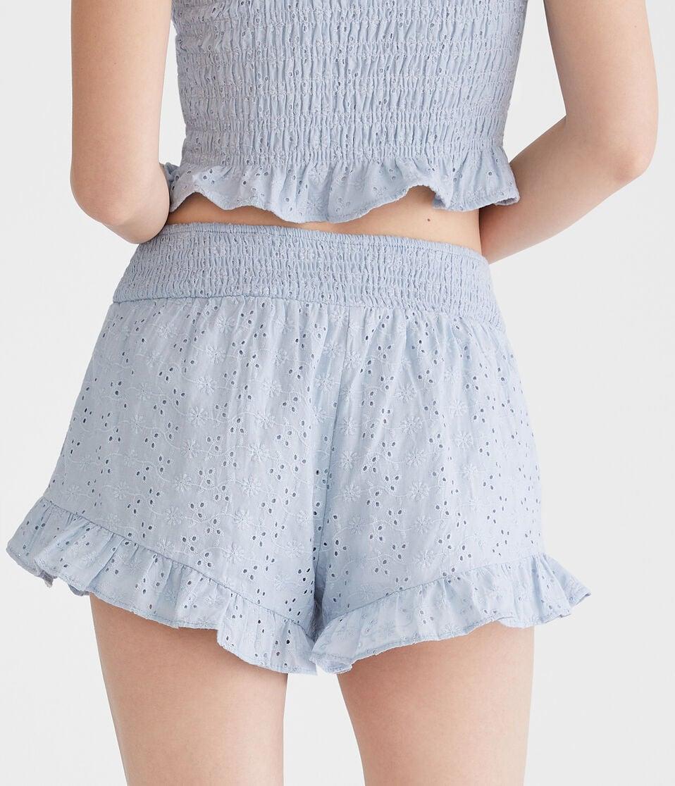 Aéropostale Eyelet Ruffle Boxer Shorts Moonshade