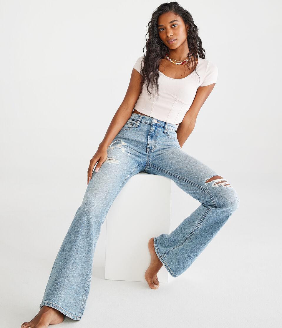 Aéropostale Flare High-Rise Jean Light Wash