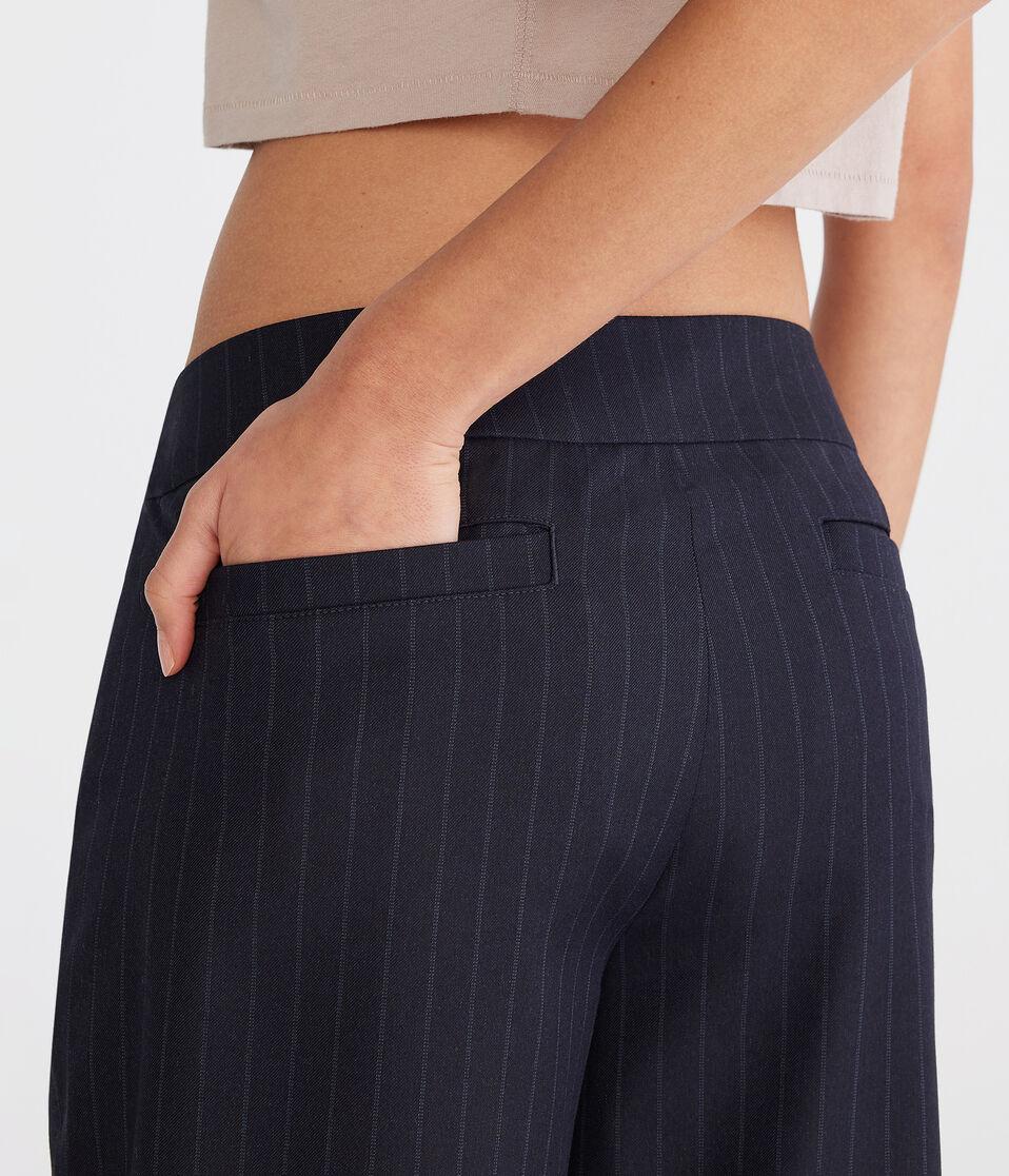 Aéropostale Flare Low-Rise Pinstripe Trousers Grey