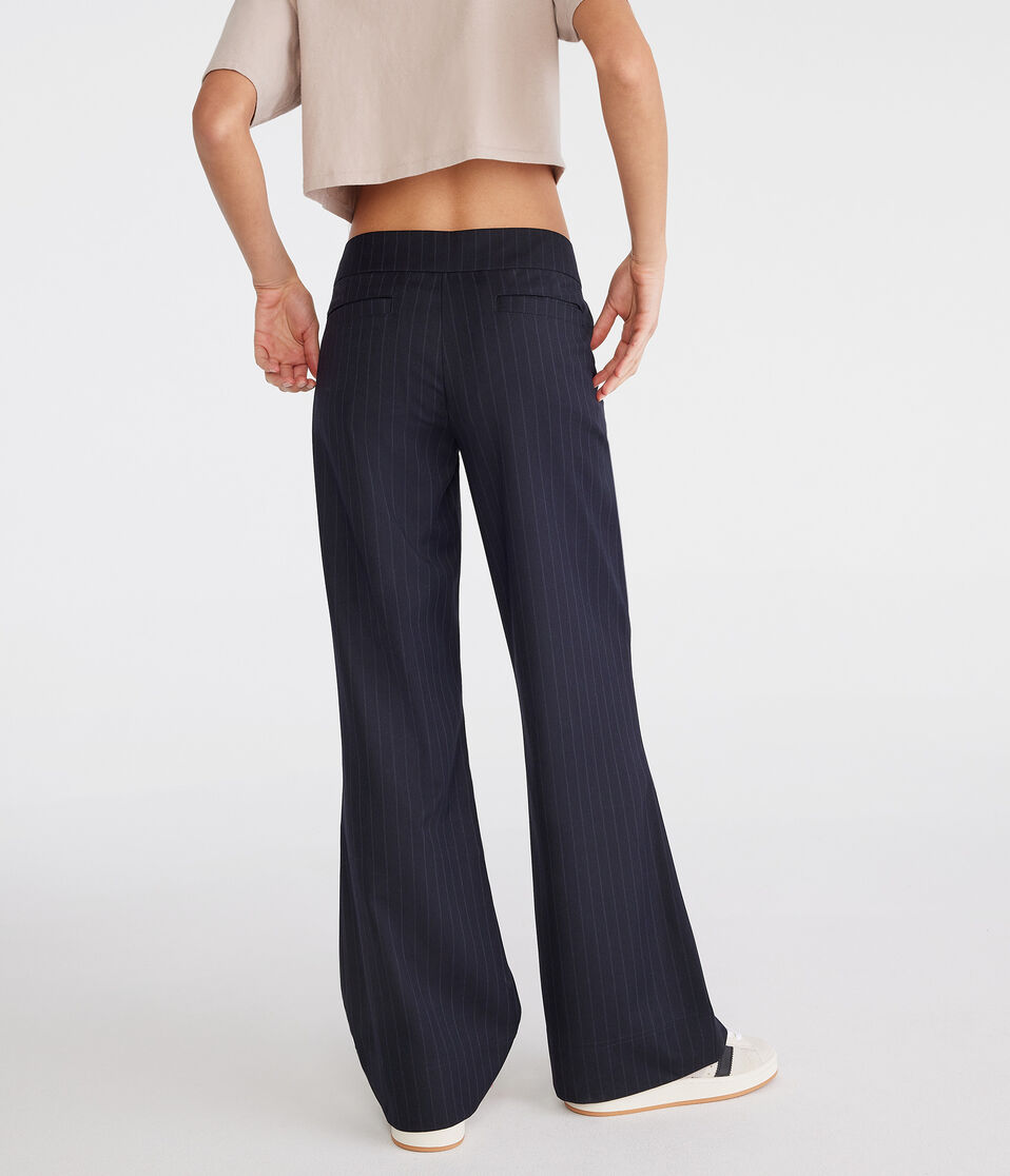 Aéropostale Flare Low-Rise Pinstripe Trousers Grey