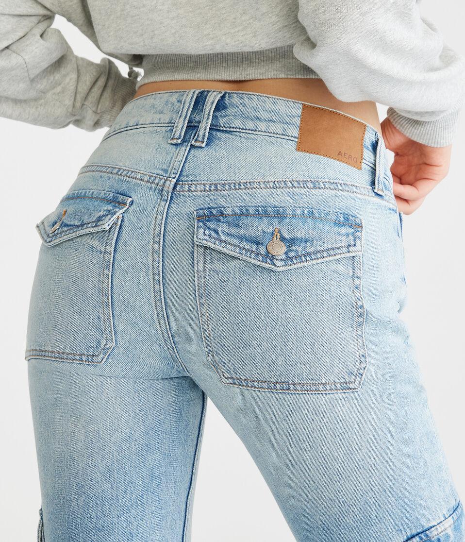 Aéropostale Flare Mid-Rise Cargo Jean Light Wash