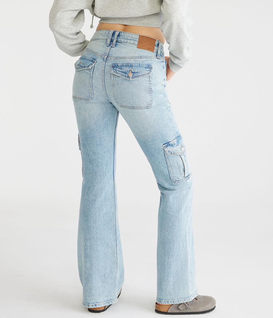 Aéropostale Flare Mid-Rise Cargo Jean Light Wash