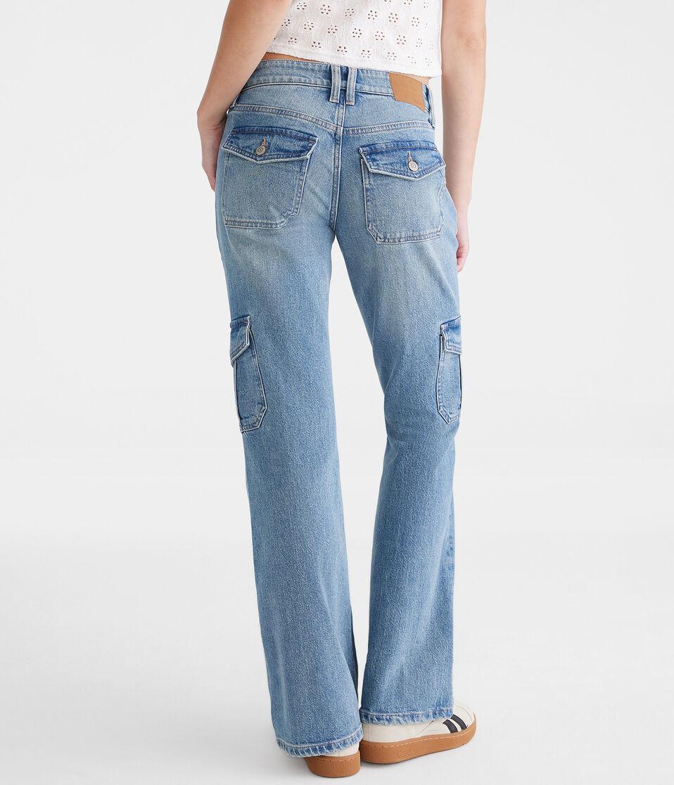 Aéropostale Flare Mid-Rise Cargo Jean Medium Wash