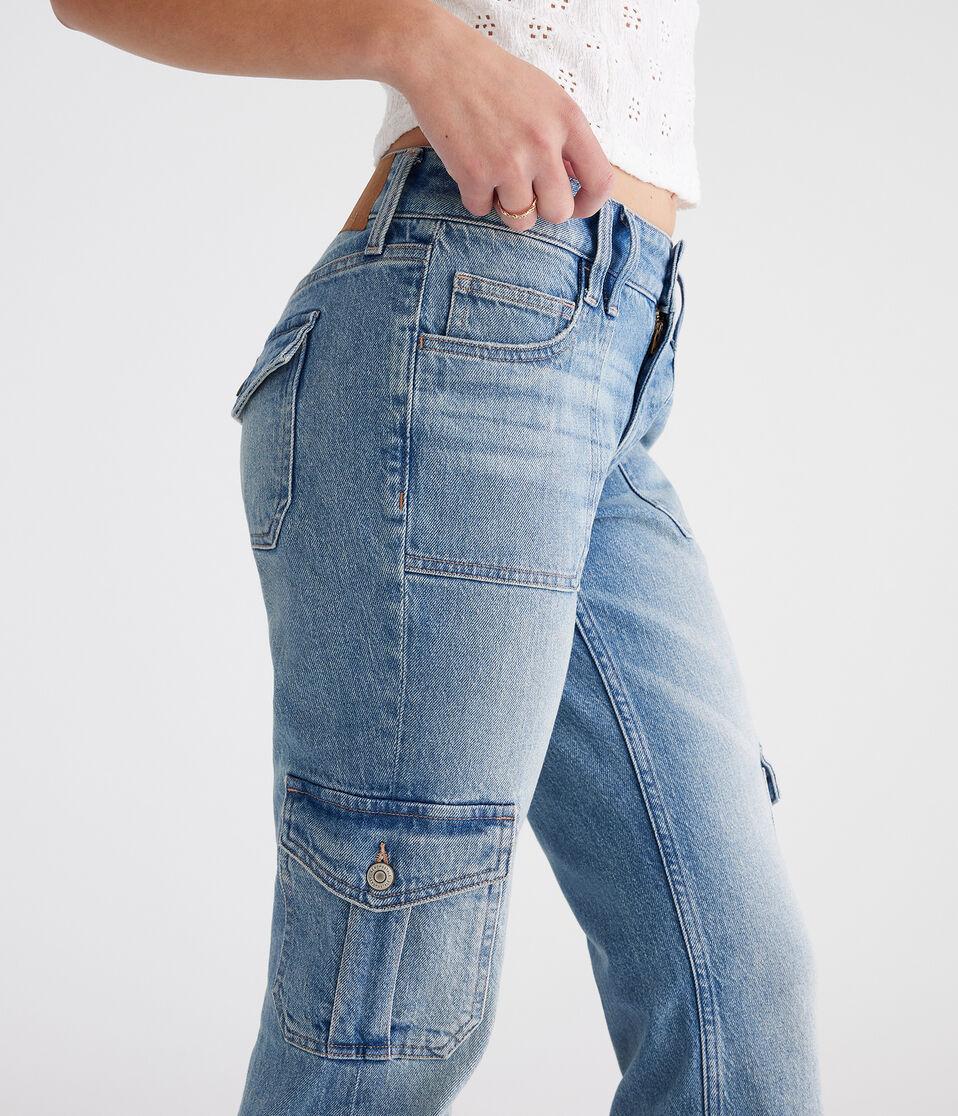 Aéropostale Flare Mid-Rise Cargo Jean Medium Wash