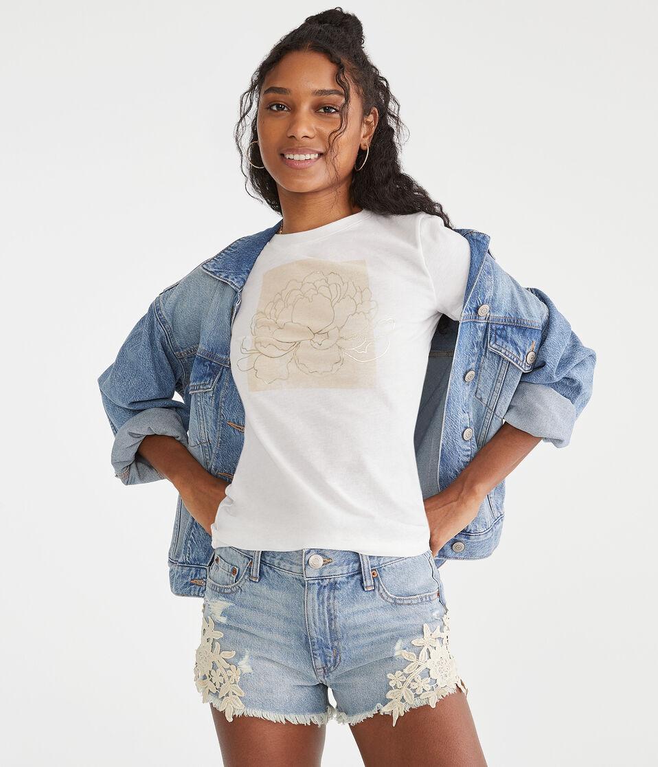 Aéropostale Floral Box Foil Graphic Tee Bleach