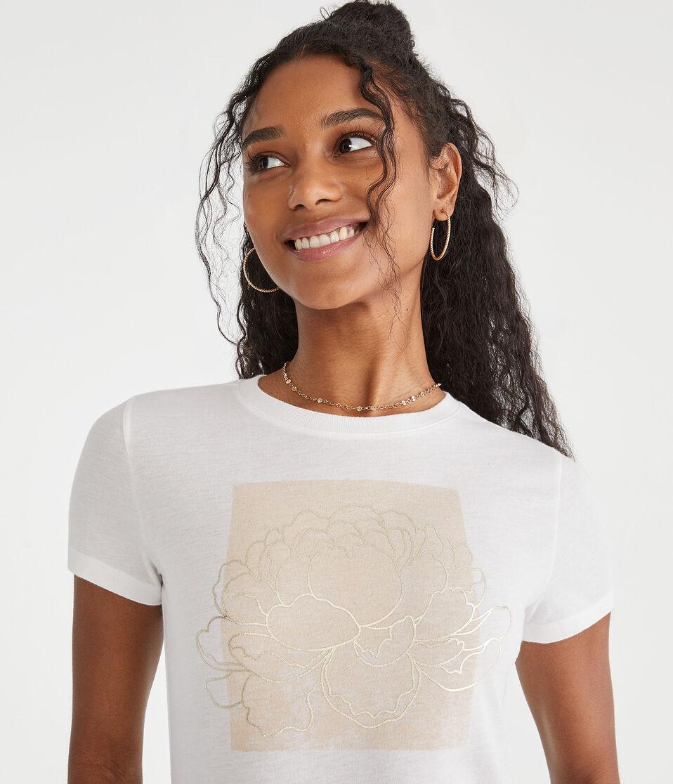 Aéropostale Floral Box Foil Graphic Tee Bleach