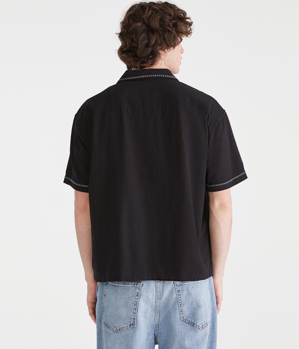 Aéropostale Floral Boxy Linen Camp Shirt Black Fox