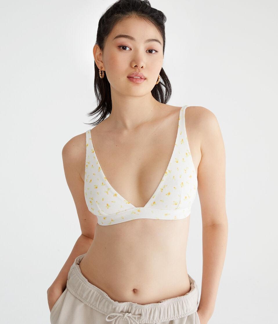 Aéropostale Floral Plunge Triangle Bra Cream