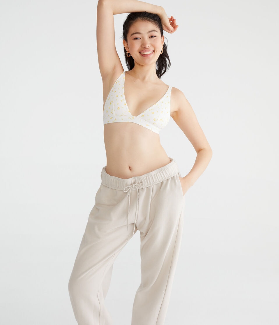 Aéropostale Floral Plunge Triangle Bra Cream