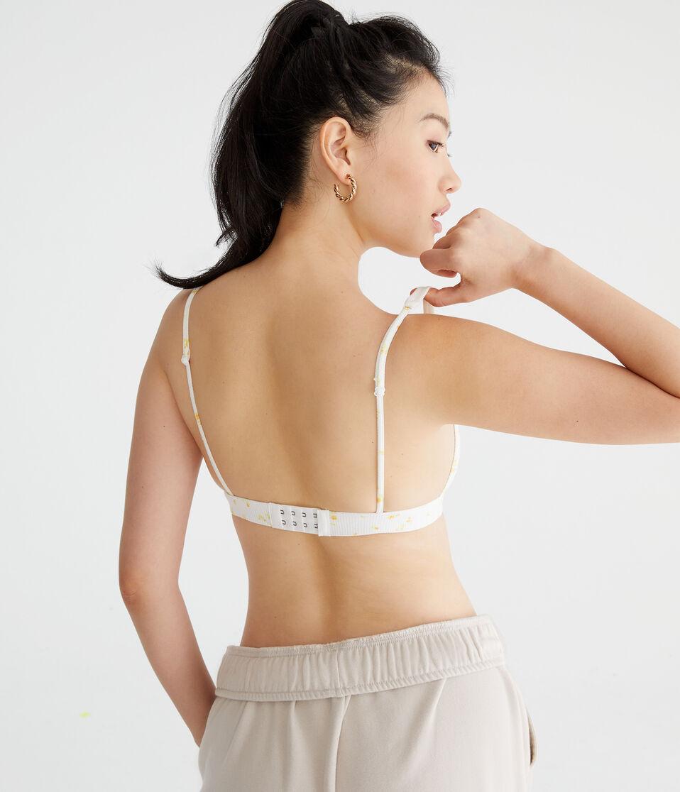 Aéropostale Floral Plunge Triangle Bra Cream