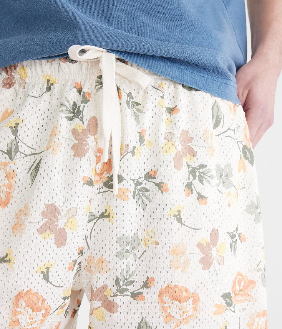 Aéropostale Floral Print Mesh Shorts 6" Cream