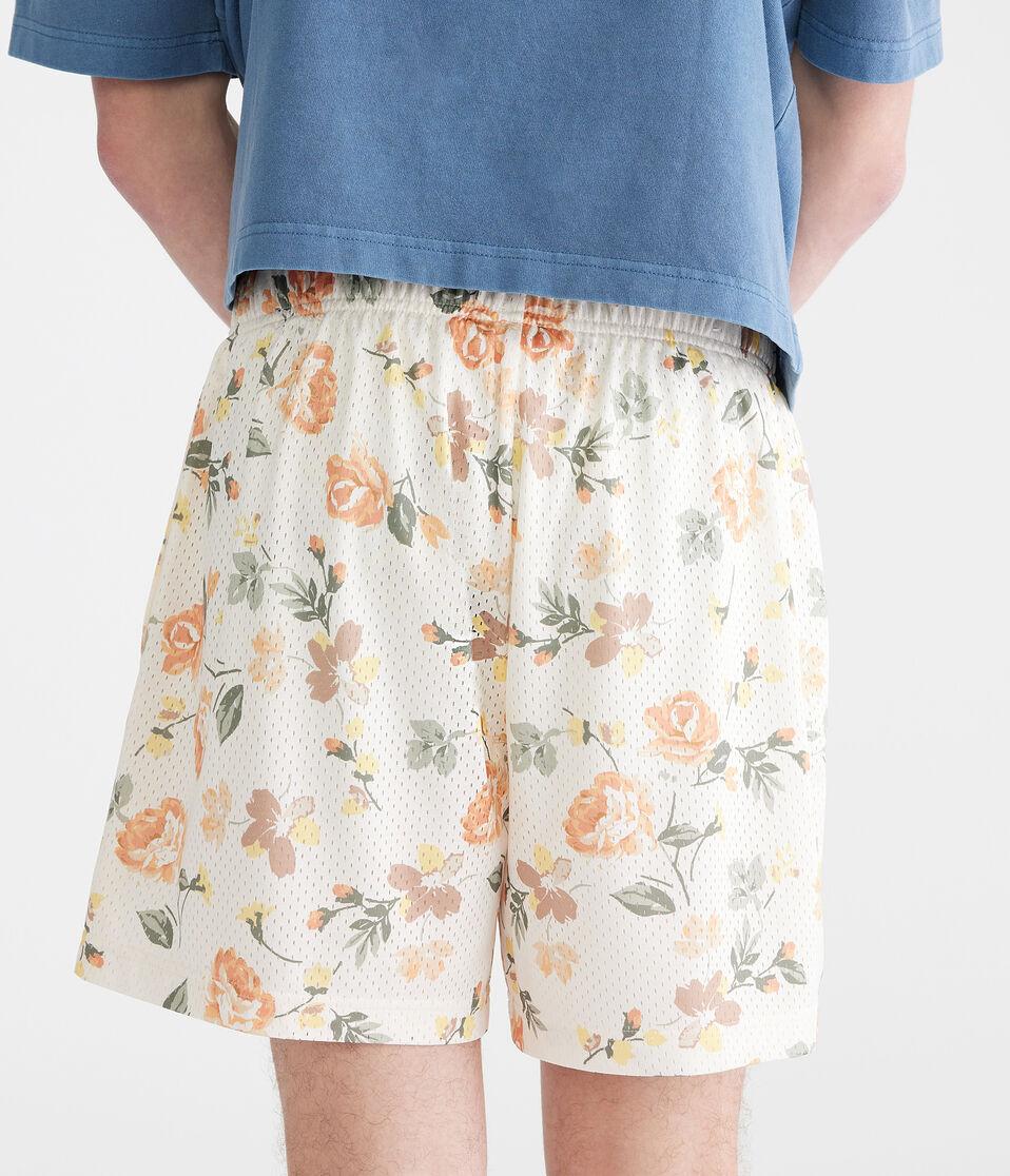 Aéropostale Floral Print Mesh Shorts 6" Cream