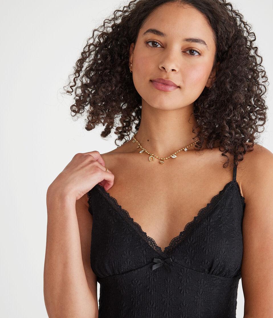 Aéropostale Floral V-Neck Peplum Cami Black Fox