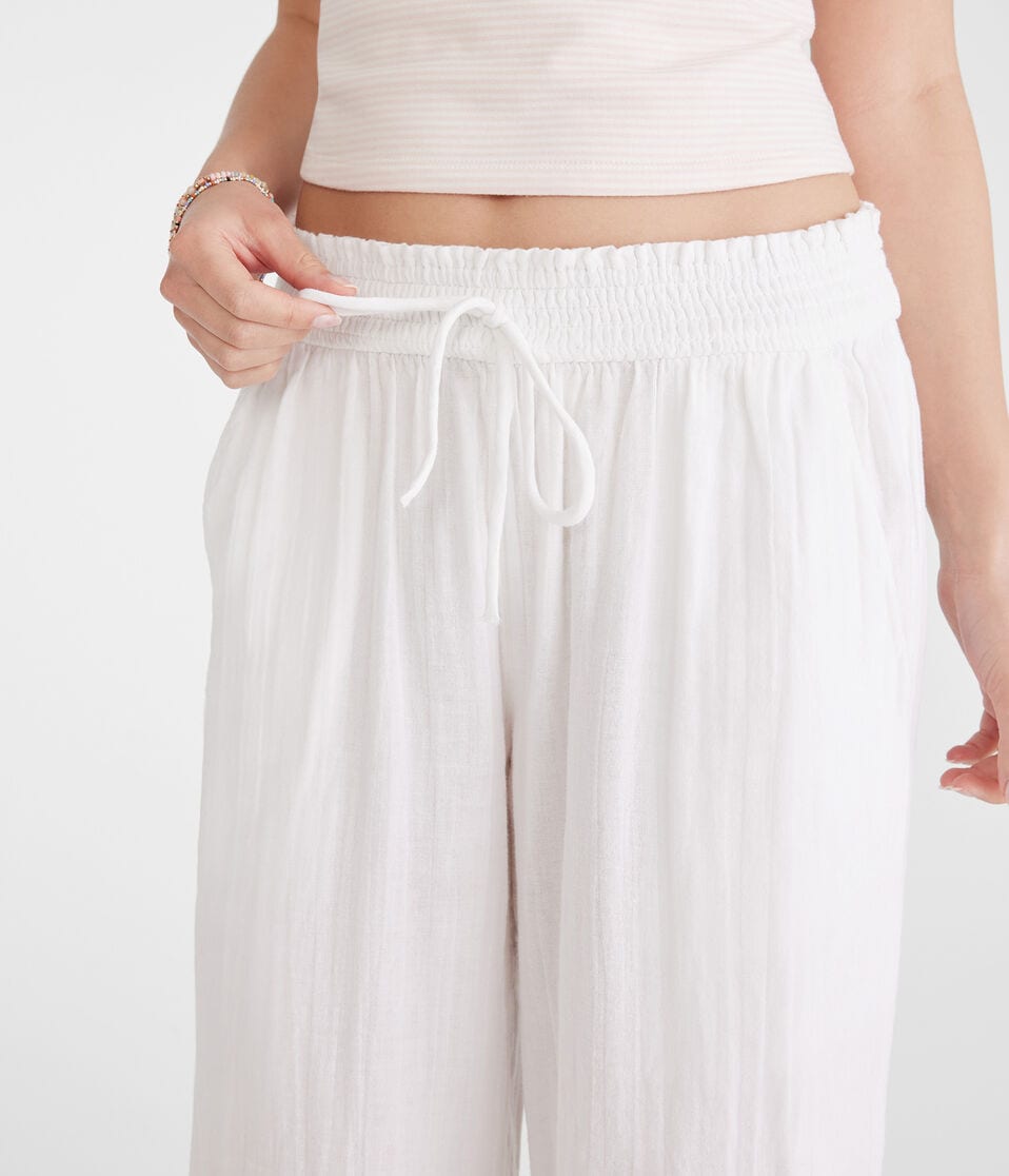 Aéropostale Gauze Wide Leg Drawstring Pants Bleach