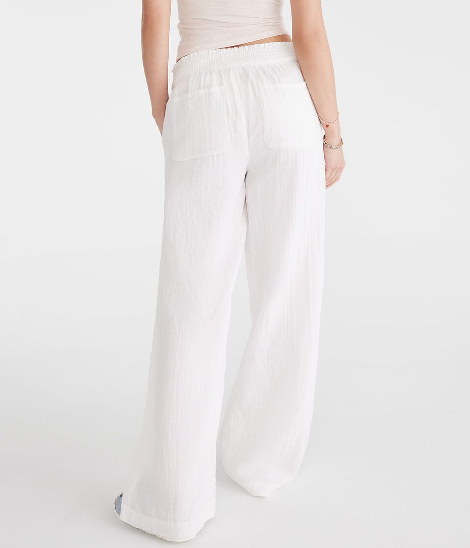 Aéropostale Gauze Wide Leg Drawstring Pants Bleach