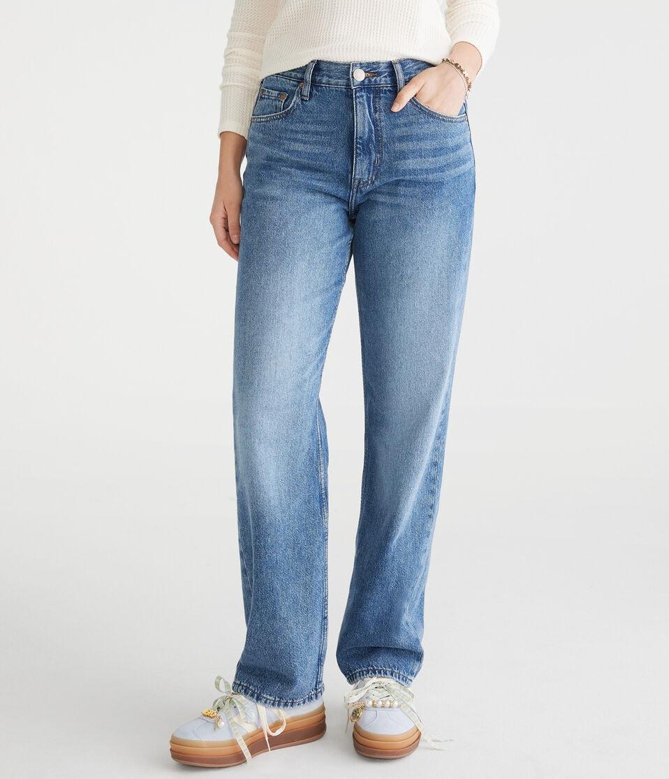 aéropostale High-Rise Baggy Jean dark wash