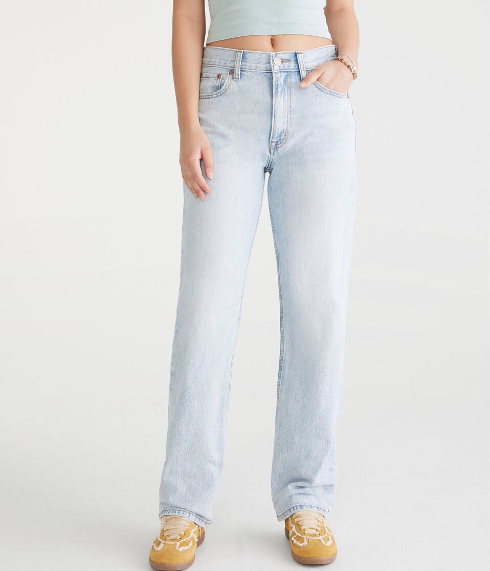 aéropostale High-Rise Baggy Jean light wash