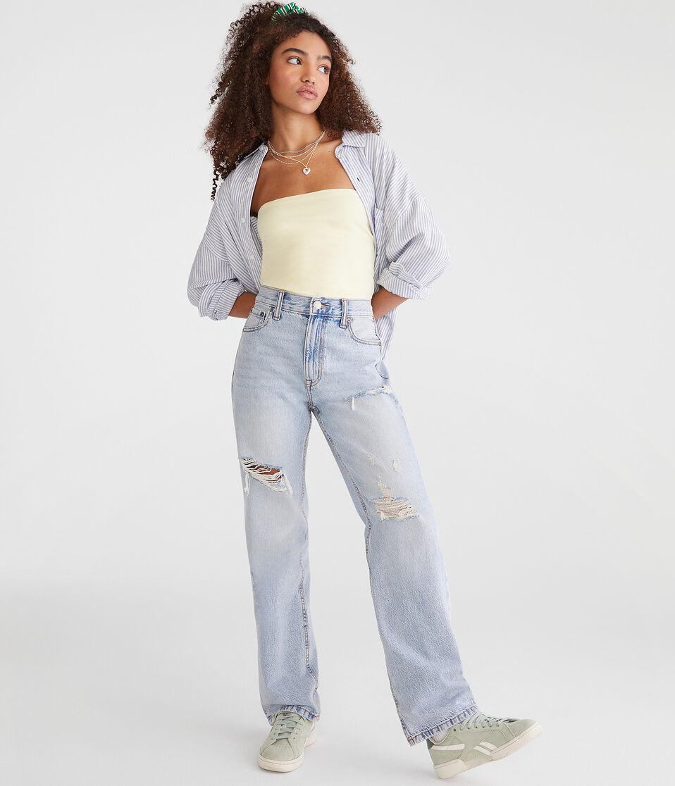 Aéropostale High-Rise Baggy Jean Light Wash