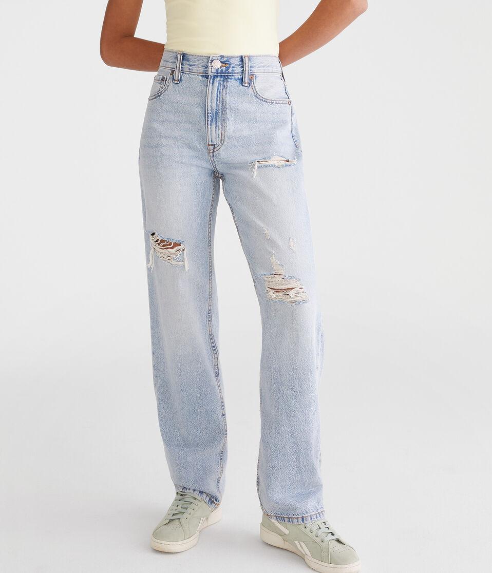 aéropostale High-Rise Baggy Jean light wash