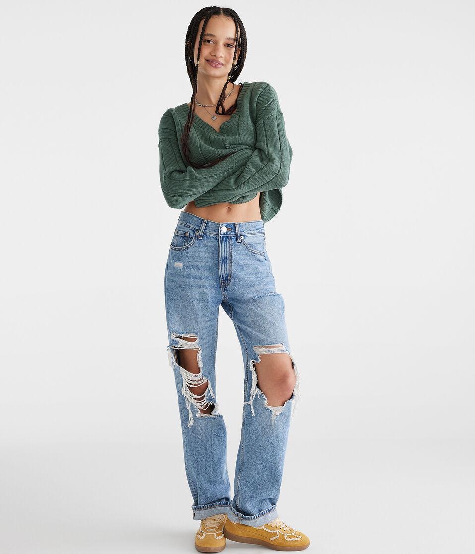 Aéropostale High-Rise Baggy Jean Medium Wash