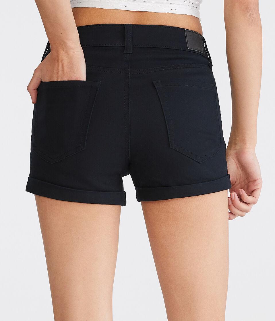 Aéropostale High-Rise Denim Midi Shorts Black