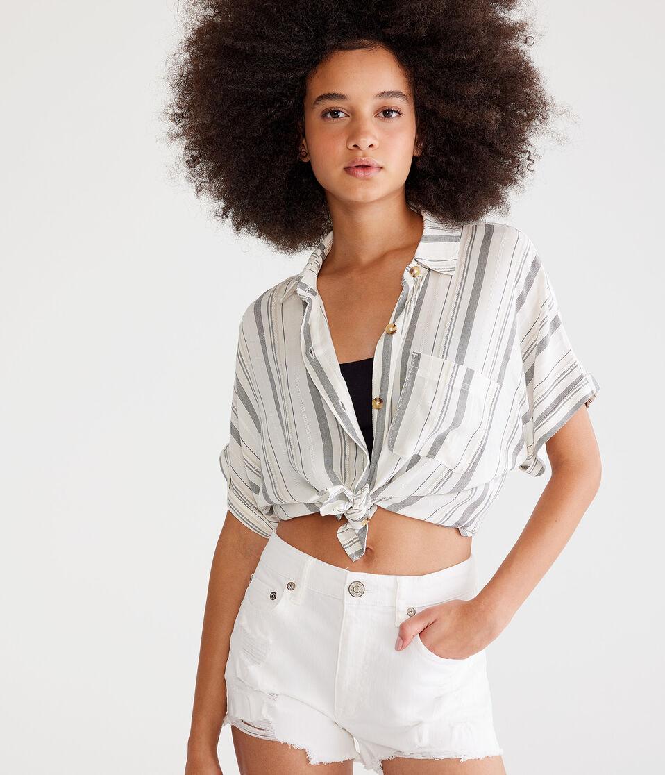Aéropostale High-Rise Denim Shorty Shorts Bleach