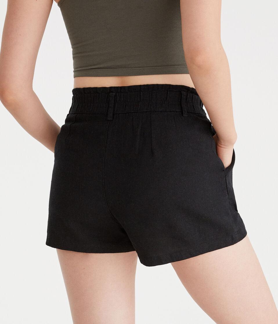 Aéropostale High-Rise Linen Shorts Black Fox