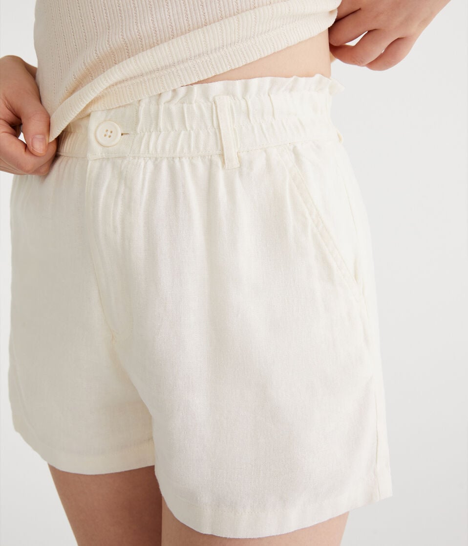 aéropostale High-Rise Linen Shorts cream